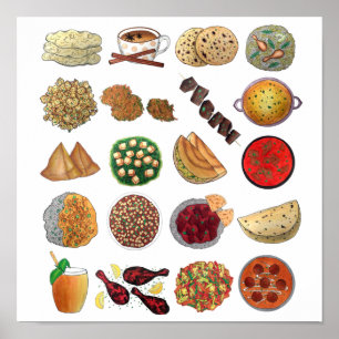 Cuisineet India Illustration (indisk Mat) Poster
