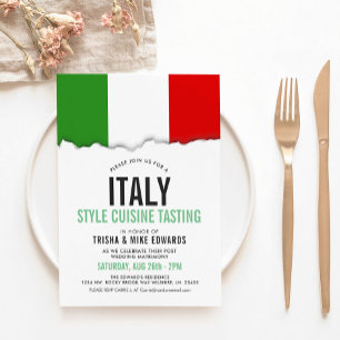 Cuisineet italien, temat Party Flagga Vita Inbju Inbjudningar