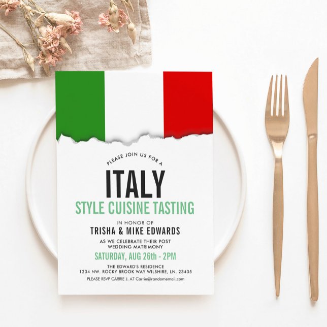 Cuisineet italien, temat | Party Flagga Vita Inbju Inbjudningar (Skapare uppladdad)