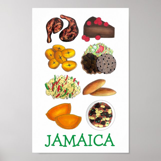 Cuisineet Jamaican Mat Västindien Print Poster (Framsidan)