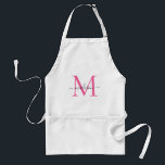 Cuisineet Modern Monogram Magenta Rosa Script Chef Förkläde<br><div class="desc">Modern Monogram Hett Magenta Rosa White Script Chef Cuisine Vuxen Apron</div>