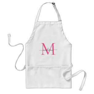 Cuisineet Modern Monogram Magenta Rosa Script Chef Förkläde