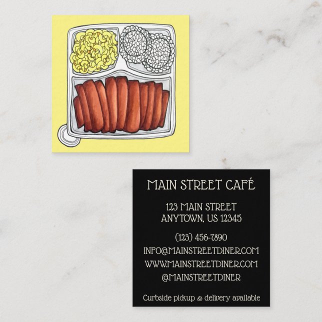 Cuisineet Plate Lunch Ris Macaroni Salad Fyrkantigt Visitkort (Fram/baksida)