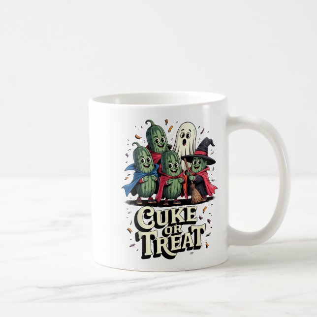 Cuke or Treat - roligt Halloween Cuber Costume Kaffemugg (Höger)