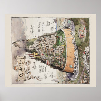 Cul de Sac och angränsande Ställe Karta Poster