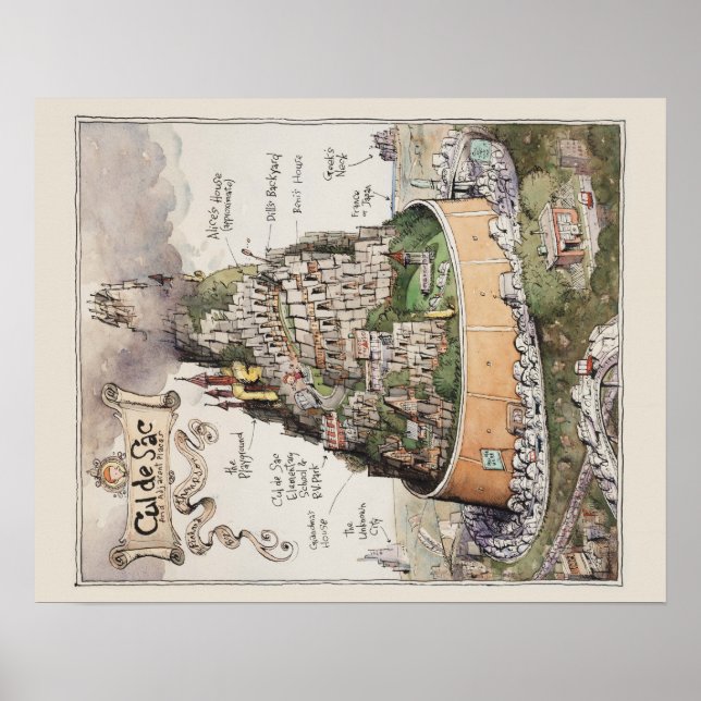 Cul de Sac och angränsande Ställe Karta Poster (Framsidan)