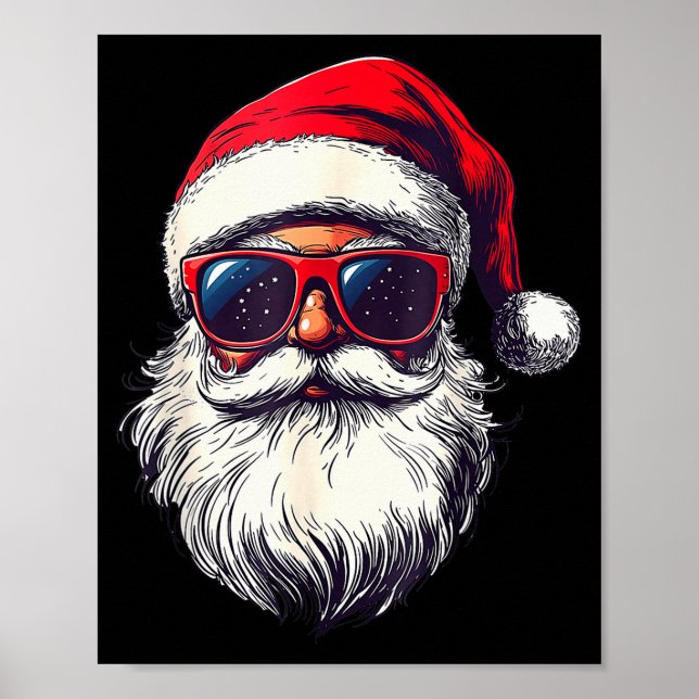 Cul Santa Claus ansikte Retro solglasögon jul män  Poster (Framsidan)