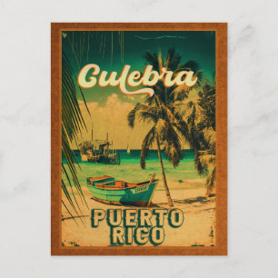 Culebra Puerto Rico Handflatan Träd Vintage resor Vykort