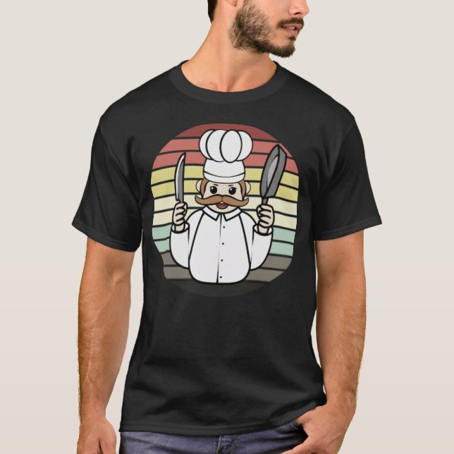 Culinary Epert Chef Knivar och Cooking Pan Retro f T Shirt (Framsida)