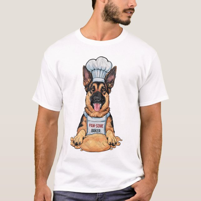 Culinary Hund: Baker German shepard with Loaf T Shirt (Framsida)