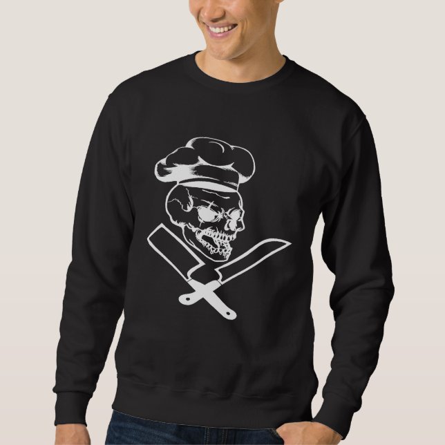 Culinary Skull Pro Cooking Master Chef Lång Ärmad Tröja (Framsida)