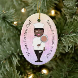 Culinary student African American chef Julgransprydnad Keramik