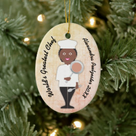 Culinary student African American chef Julgransprydnad Keramik