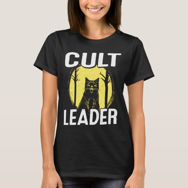 Cult Leader Cat Satanic Baphomet Occult Witchcraft T Shirt (Framsida)