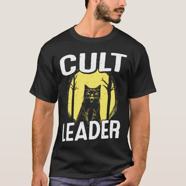 Cult Leader Cat Satanic Baphomet Occult Witchcraft T Shirt (Framsida)