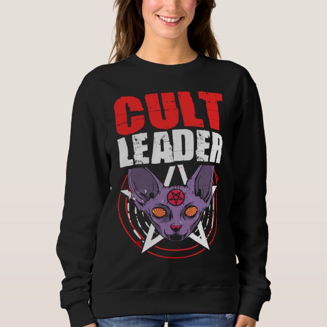 Cult Leader Cat Satanic Witchcraft Baphomet Occult T Shirt (Framsida)