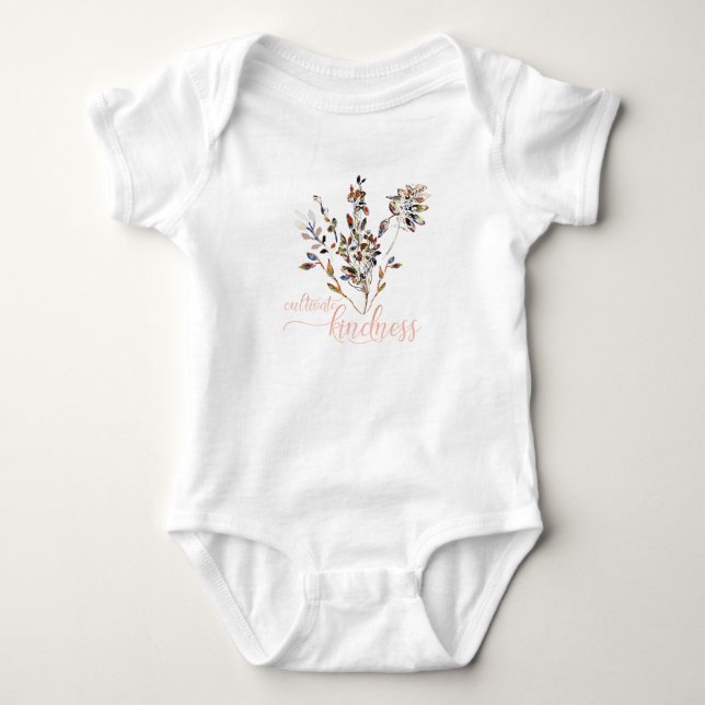Cultivate Kindness Blommigt Baby T Shirt (Framsida)