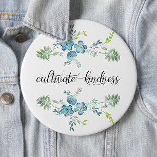 Cultivate Kindness Elegant Blue Blommigt Knapp