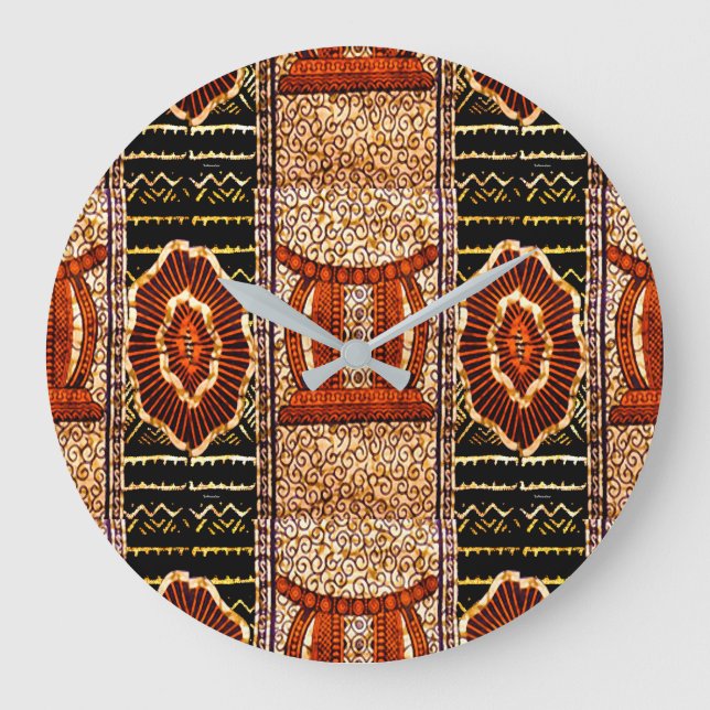 Cultural Motif in Warm Neutral Hues Stor Klocka (Framsida)