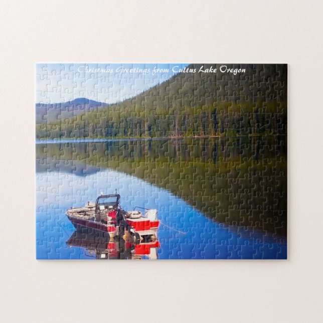 Cultus Lake Oregon. Julhälsningar Pussel (Horisontell)