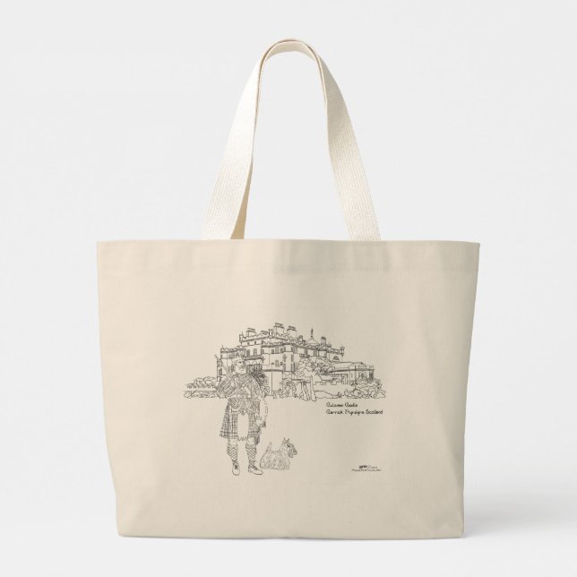 Culzean Castle Highlander och Scottie Dog Tote Bag Jumbo Tygkasse (Baksida)