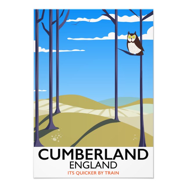Cumberland, England vintage reseskylt. Fototryck (Framsidan)