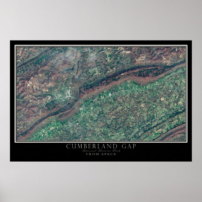 Cumberland Gap nationalparken Satellite Karta Poster (Framsidan)