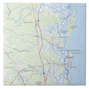 Cumberland Island Georgia Kusten Karta Mugg Kakelplatta