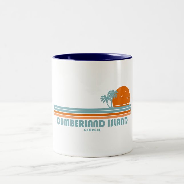 Cumberland Island Georgia Sol Handflatan Träd Två-Tonad Mugg (Center)