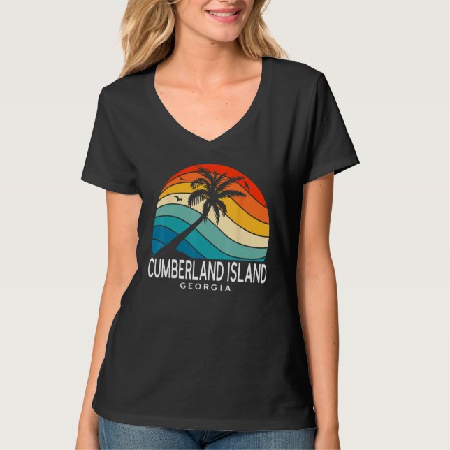 Cumberland Island Georgia Tropical Beach Palm Tree T Shirt (Framsida)