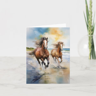 Cumberland Island National Park Horses Watercolor Kort