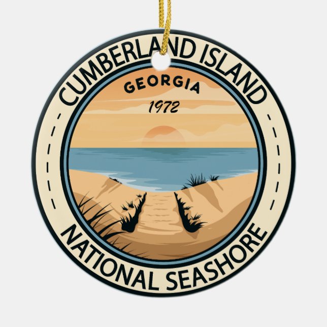 Cumberland Island National Seashore Georgia Badge Julgransprydnad Keramik (Framsidan)