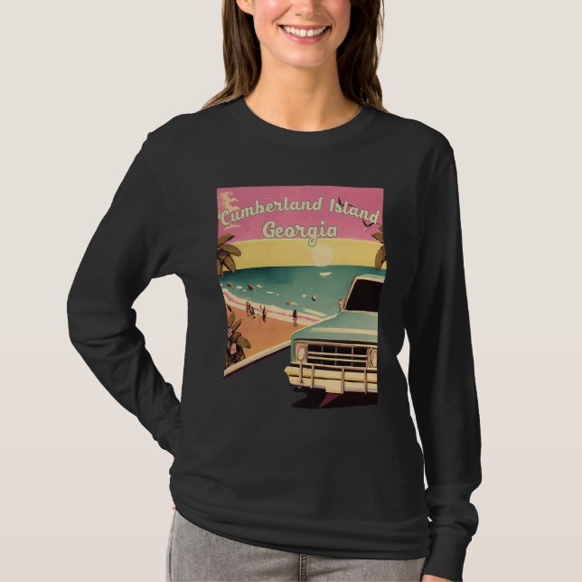 Cumberland Island Retro Beach Vacation Graphics Ge T Shirt (Framsida)