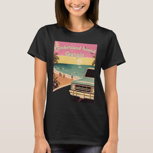 Cumberland Island Retro Beach Vacation Graphics Ge T Shirt (Framsida)