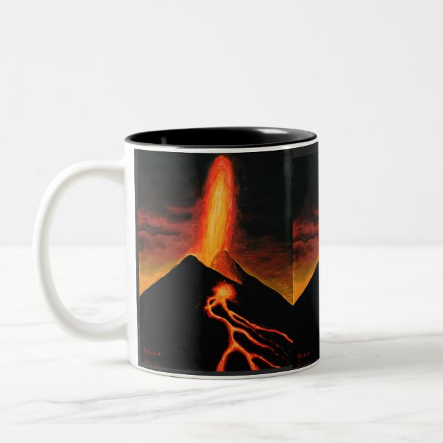 Cumbre Vieja vulcano Två-Tonad Mugg (Vänster)