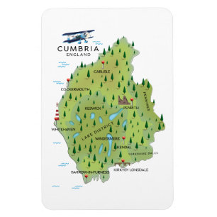 Cumbria England Karta-reseaffisch. Magnet