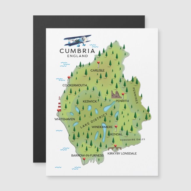 Cumbria England karta reseskylt. (Fram/baksida)