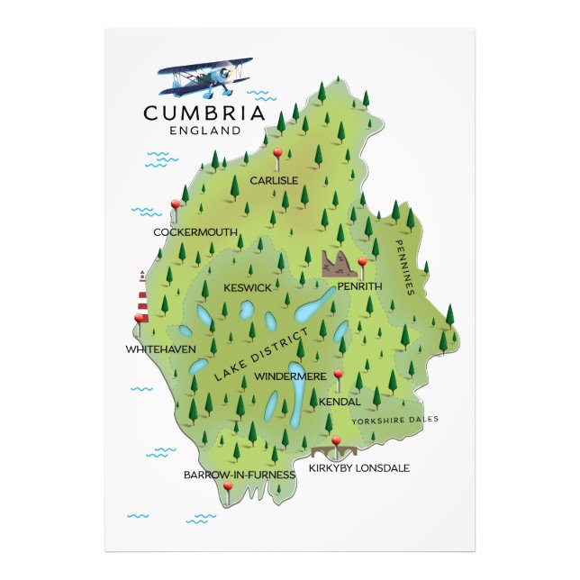 Cumbria England karta reseskylt. Fototryck (Framsidan)