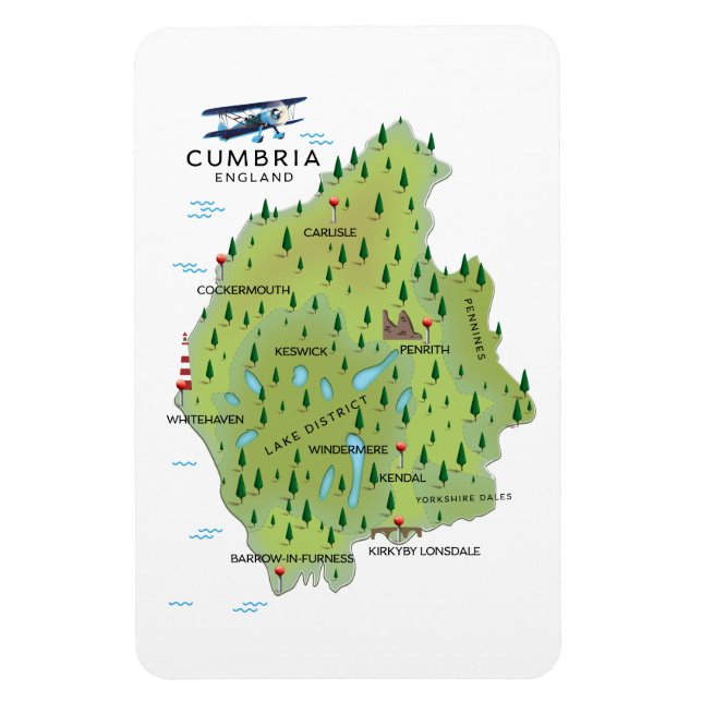 Cumbria England karta reseskylt. Magnet (Vertikal)