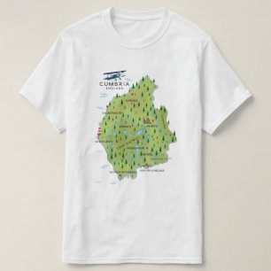 Cumbria Englands reseaffisch i Karta. T Shirt