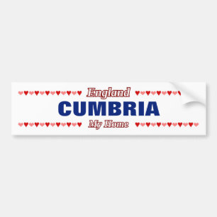 CUMBRIA - Mitt hem - England. Röd- och Rosa-hjärta Bildekal