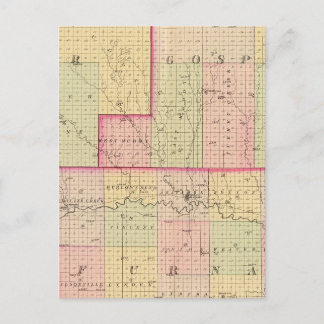 Cuming County Nebraska Vykort (Framsida)