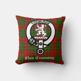 Cumming Clan Crest-märke och Tartan Kudde
