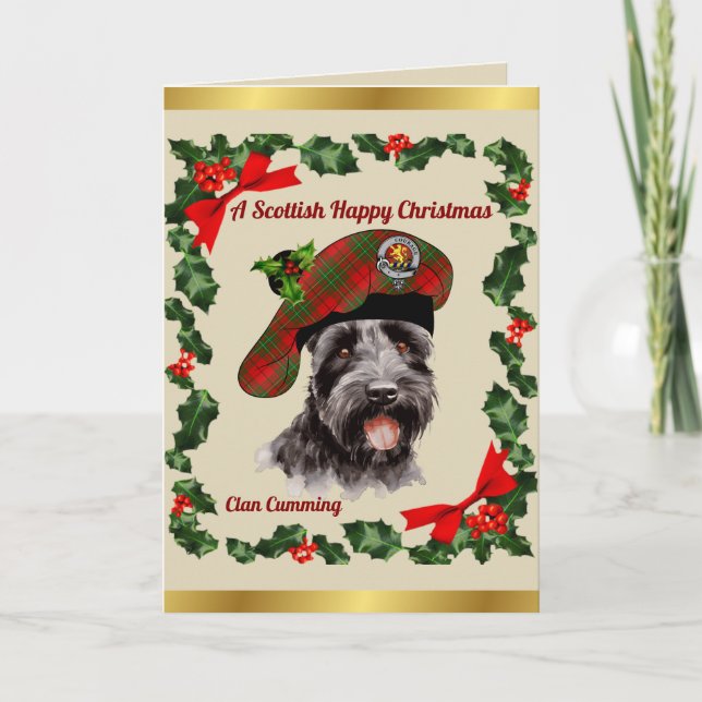 Cumming Scottie Dog Personalized Xmas Kort (Framsida)