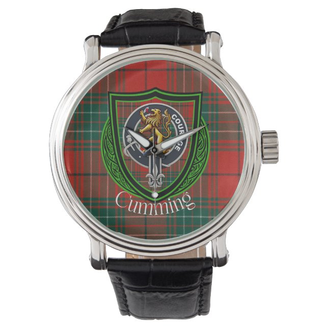 Cumming Scottish Clan Tartan & Crest Armbandsur (Framsida)