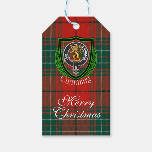 Cumming Scottish Clan Tartan & Crest Presentetikett (Framsidan)