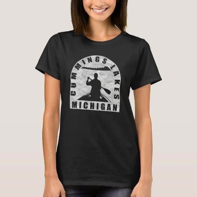 Cummings Sjöar Canoeing Michigan T Shirt (Framsida)