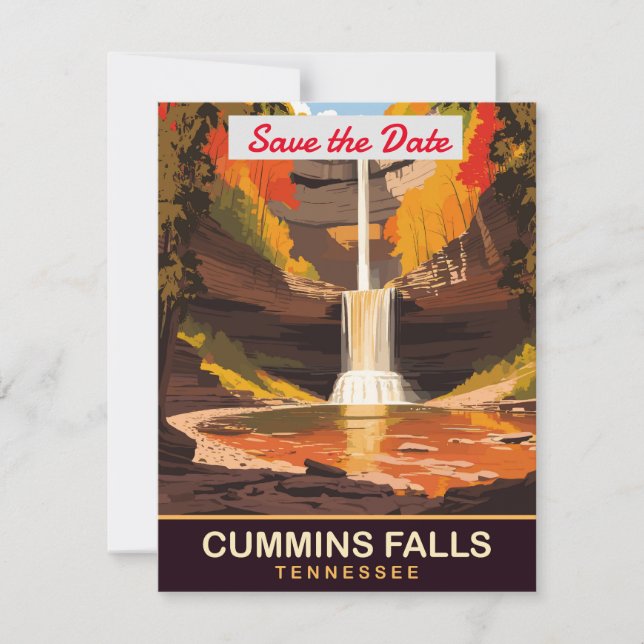 Cummins Falls Tennessee Bröllopsinbjudan Spara Datumet (Framsida)
