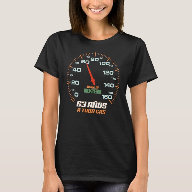 Cumpleanos 63 Anos A Todo Gas Nacidos EN 1960 Moto T Shirt (Framsida)