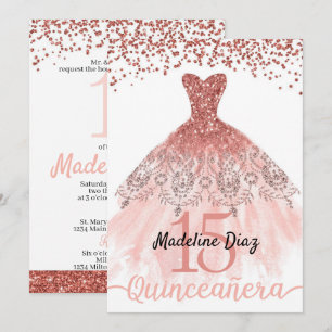 Cumpleanos från Coral Quinceanera Birthday-inbjuda Inbjudningar